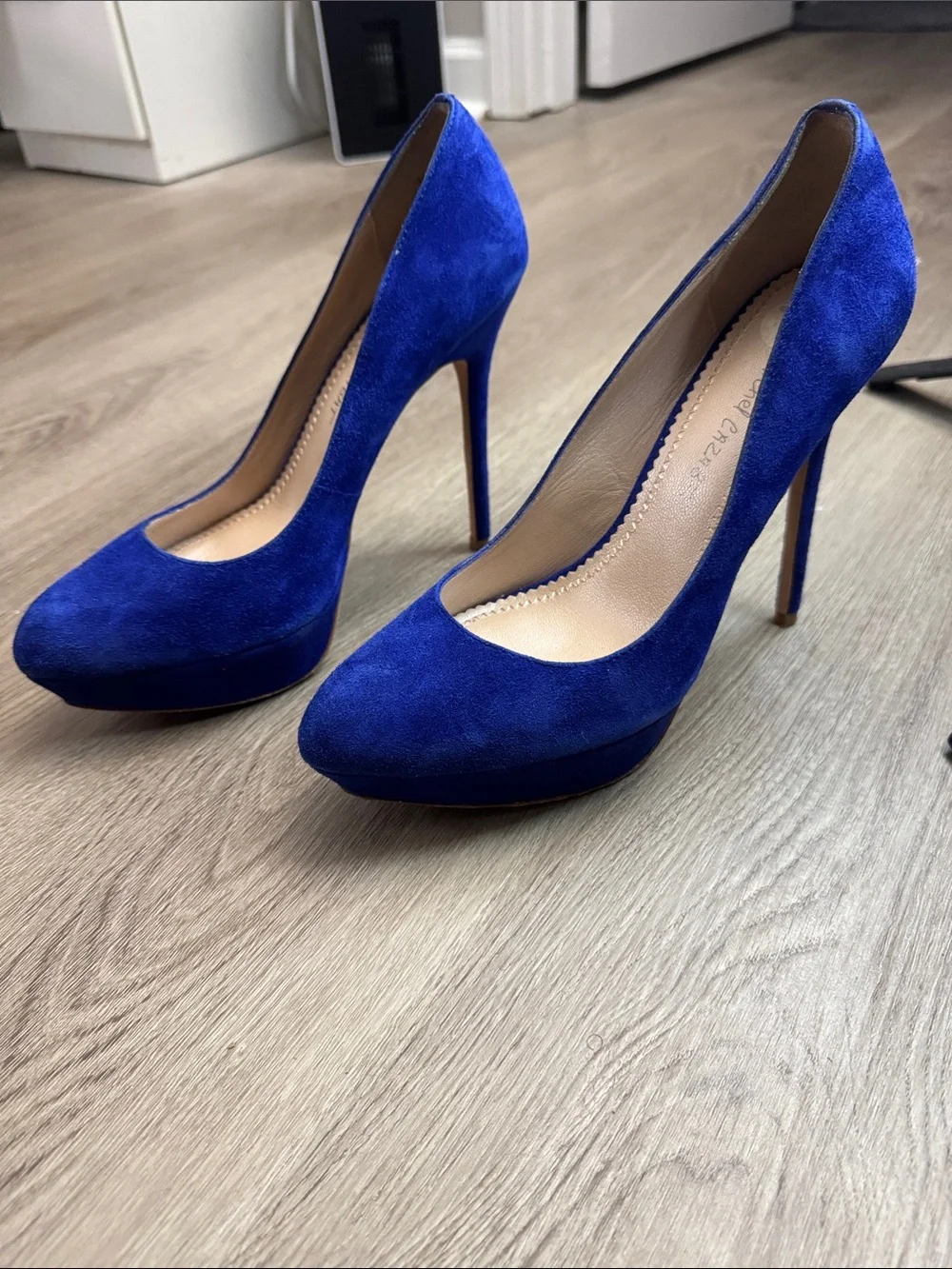 Women's Cobalt Blue Suede Platform Stiletto Pumps